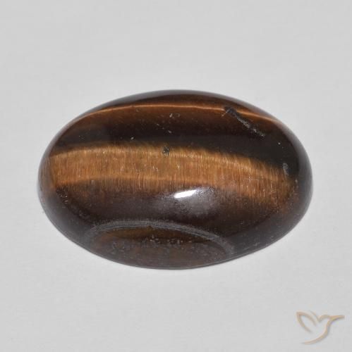 Occhio di tigre Medium Dark-Brown naturale da 10.54 ct, Ovale, Opaco