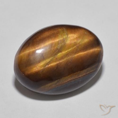 Occhio di tigre Medium Dark-Brown naturale da 11.69 ct, Ovale, Opaco