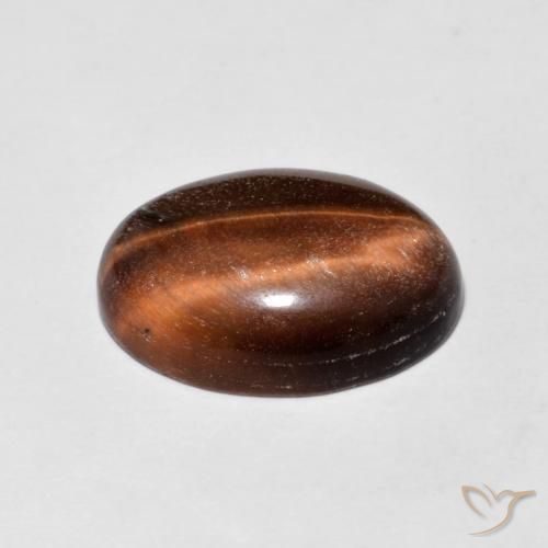 Occhio di tigre Medium Dark-Brown naturale da 5.19 ct, Ovale, Opaco