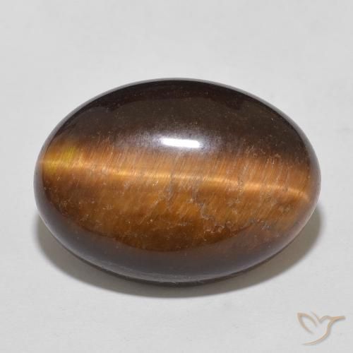 11.10ct Naturale Marrone medio Occhio di tigre, Ovale, Opaco
