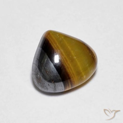 Occhio di tigre Marrone giallastro naturale da 1.00 ct, Forma a pera, Opaco