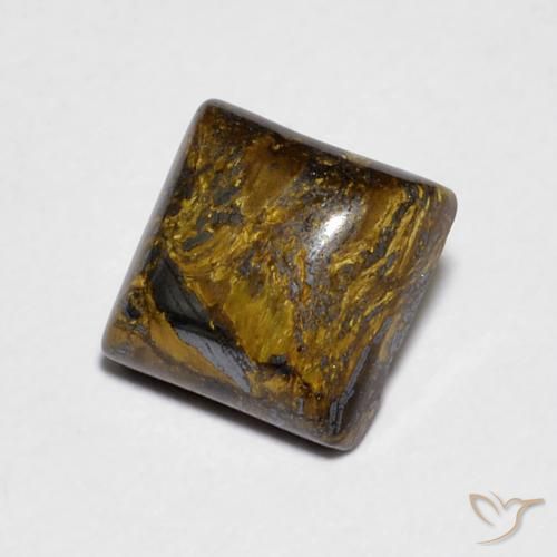 Occhio di tigre Medium Light-Brown naturale da 1.46 ct, Quadrato, Opaco