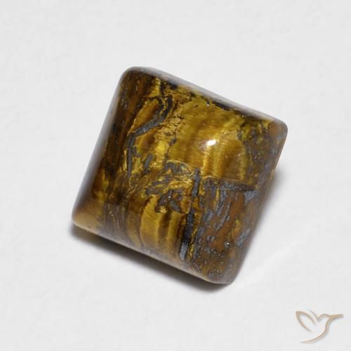 Occhio di tigre Medium Light-Brown naturale da 1.36 ct, Quadrato, Opaco
