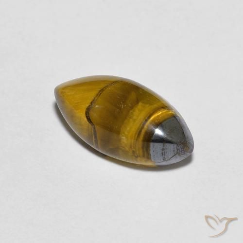 Occhio di tigre Marrone caldo naturale da 1.96 ct, Taglio marquise, Opaco
