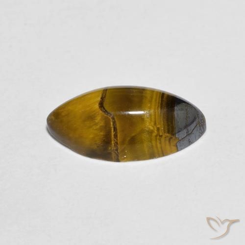 Occhio di tigre Marrone caldo naturale da 1.96 ct, Taglio marquise, Opaco