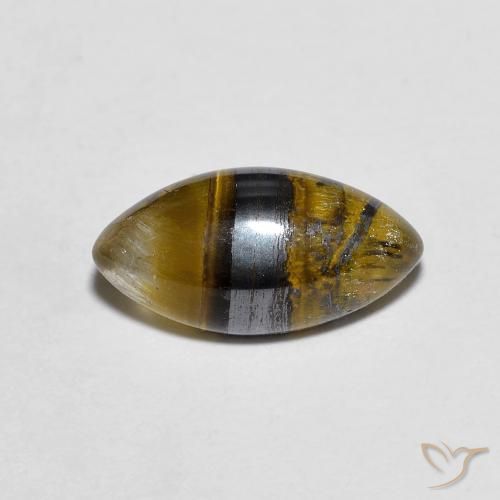 Occhio di tigre Medium Light-Brown naturale da 2.29 ct, Taglio marquise, Opaco