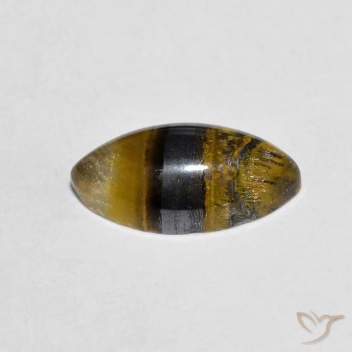 Occhio di tigre Medium Light-Brown naturale da 2.29 ct, Taglio marquise, Opaco
