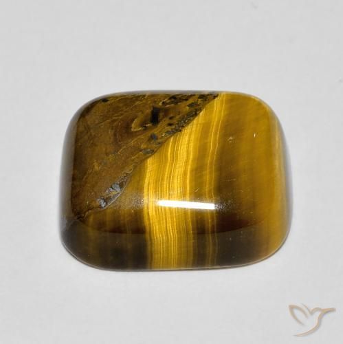 Occhio di tigre Marrone chiaro naturale da 9.28 ct, Cuscino, Opaco