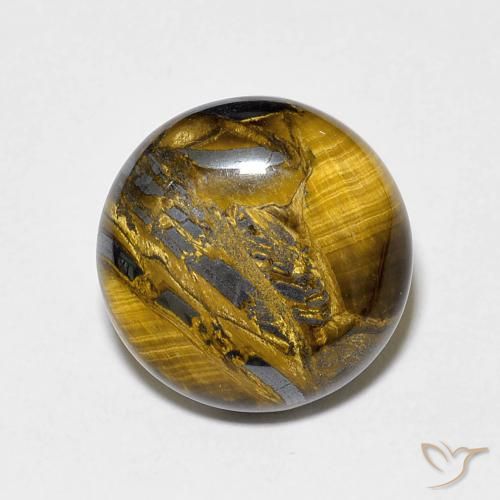 7.30ct Naturale Marrone giallastro Occhio di tigre, Rotondo, Opaco