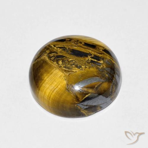Occhio di tigre Marrone giallastro naturale da 7.30 ct, Rotondo, Opaco