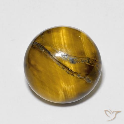 6.75ct Naturale Medium Light-Brown Occhio di tigre, Rotondo, Opaco