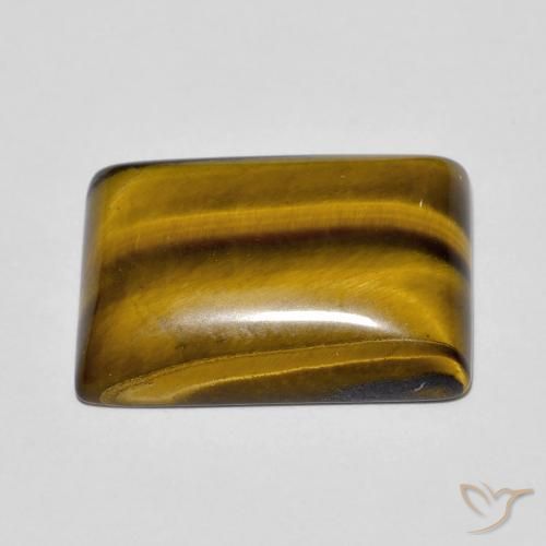 Occhio di tigre Marrone giallastro naturale da 11.32 ct, Taglio a baguette, Opaco