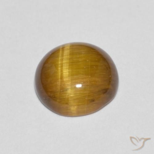Occhio di tigre Marrone chiaro naturale da 1.19 ct, Rotondo, Opaco