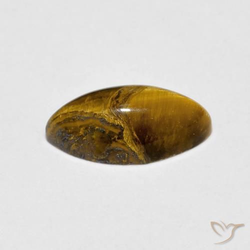 Occhio di tigre Marrone caldo naturale da 1.29 ct, Taglio marquise, Opaco