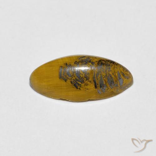 Occhio di tigre Medium Dark-Brown naturale da 1.20 ct, Taglio marquise, Opaco