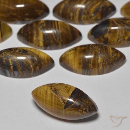 Occhio di tigre Marrone caldo naturale da 2.17 ct, Taglio marquise, Opaco