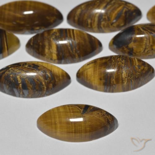 Occhio di tigre Marrone caldo naturale da 2.17 ct, Taglio marquise, Opaco