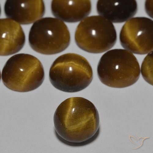 0.92ct Naturale Marrone caldo Occhio di tigre, Rotondo, Opaco