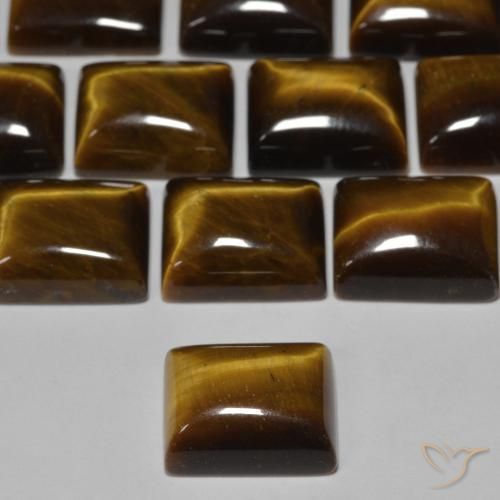 Occhio di tigre Marrone dorato naturale da 6.19 ct, Taglio a baguette, Opaco