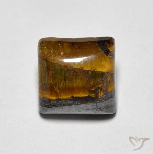 1.43ct Naturale Medium Dark-Brown Occhio di tigre, Quadrato, Opaco