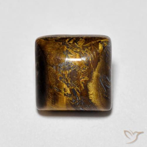1.34ct Naturale Medium Light-Brown Occhio di tigre, Quadrato, Opaco