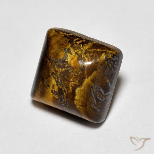 Occhio di tigre Medium Light-Brown naturale da 1.34 ct, Quadrato, Opaco