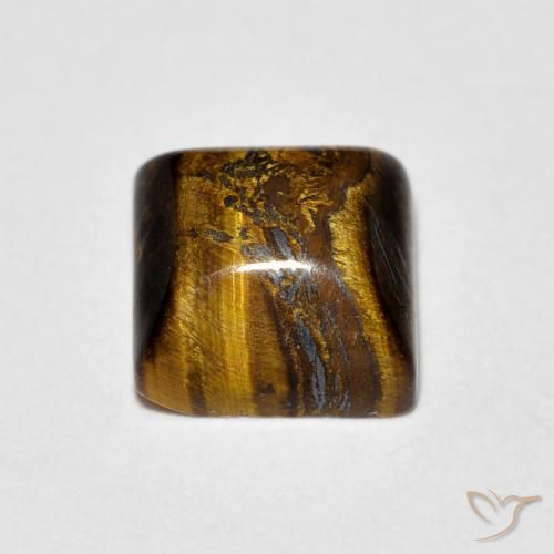 Occhio di tigre Medium Light-Brown naturale da 1.34 ct, Quadrato, Opaco
