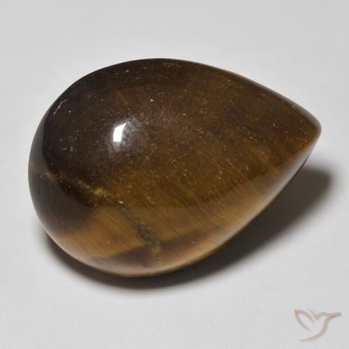 Occhio di tigre Marrone giallastro naturale da 13.27 ct, Forma a pera, Opaco