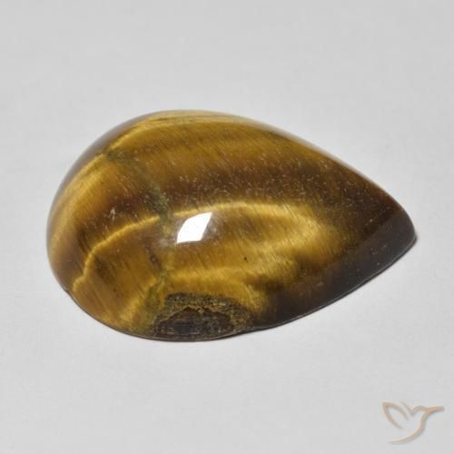 Occhio di tigre Marrone giallastro naturale da 13.27 ct, Forma a pera, Opaco