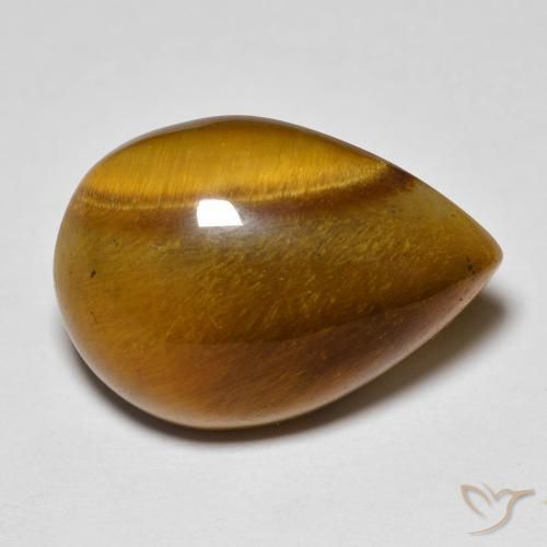 13.02ct Naturale Marrone caldo Occhio di tigre, Forma a pera, Opaco, Photo A