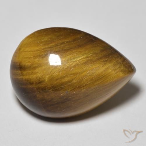Occhio di tigre Marrone giallastro naturale da 13.46 ct, Forma a pera, Opaco