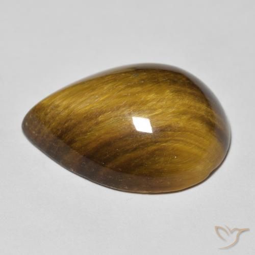 Occhio di tigre Marrone giallastro naturale da 13.46 ct, Forma a pera, Opaco