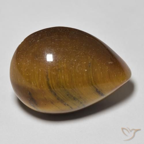 Occhio di tigre Marrone dorato naturale da 13.68 ct, Forma a pera, Opaco