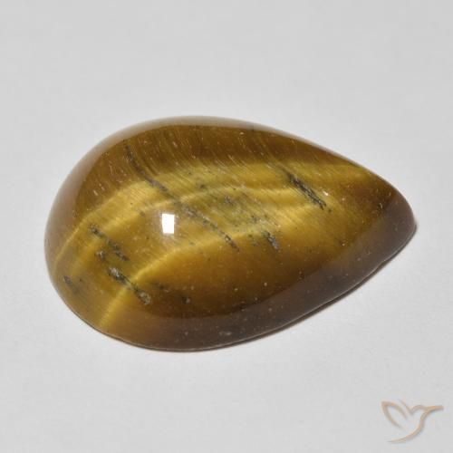 Occhio di tigre Marrone dorato naturale da 13.68 ct, Forma a pera, Opaco
