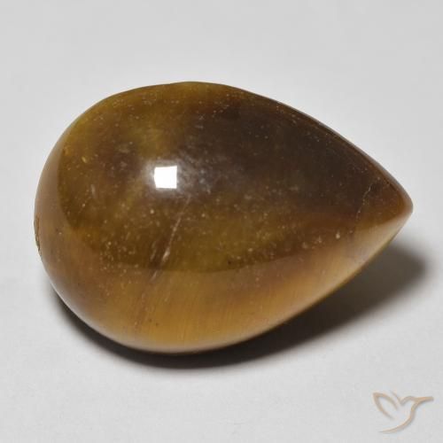 Occhio di tigre Marrone giallastro naturale da 13.04 ct, Forma a pera, Opaco