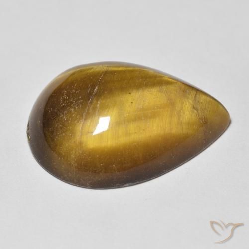 Occhio di tigre Marrone giallastro naturale da 13.04 ct, Forma a pera, Opaco