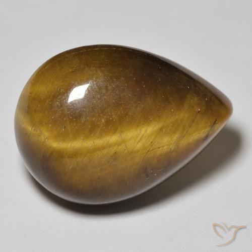 Occhio di tigre Marrone giallastro naturale da 15.78 ct, Forma a pera, Opaco