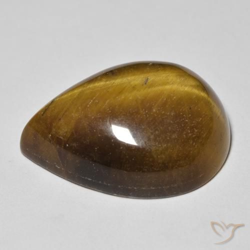 Occhio di tigre Marrone giallastro naturale da 15.78 ct, Forma a pera, Opaco