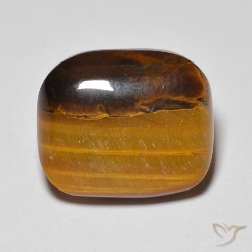 Occhio di tigre Marrone dorato naturale da 7.65 ct, Cuscino, Opaco