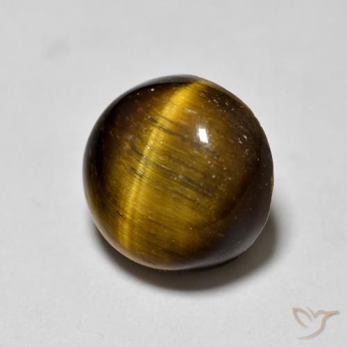 1.87ct Naturale Medium Dark-Brown Occhio di tigre, Rotondo, Opaco