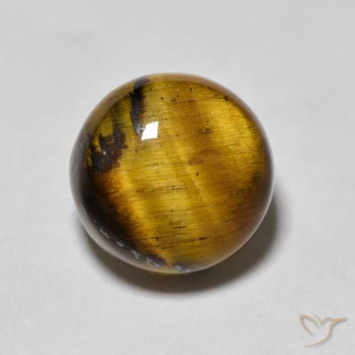 1.99ct Naturale Marrone dorato Occhio di tigre, Rotondo, Opaco