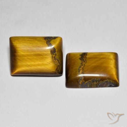 Gemme di Occhio di tigre Marrone medio naturale da 19.66 ct, Taglio a baguette, Opaco