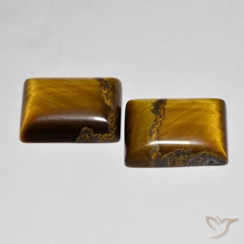 Gemme di Occhio di tigre Marrone medio naturale da 19.66 ct, Taglio a baguette, Opaco