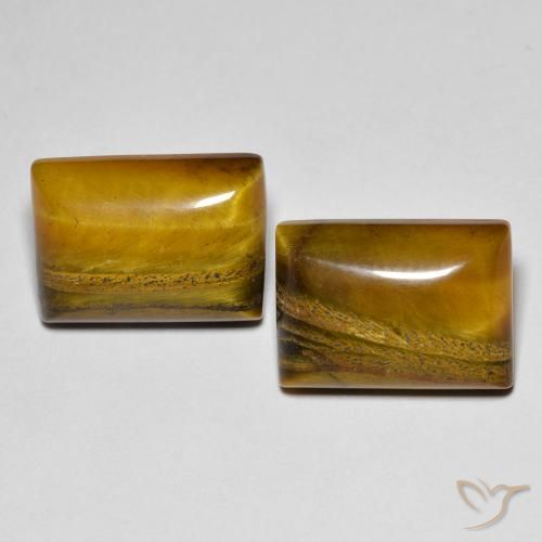 Gemme di Occhio di tigre Marrone chiaro naturale da 15.83 ct, Taglio a baguette, Opaco