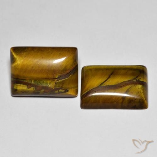 Gemme di Occhio di tigre Marrone caldo naturale da 18.41 ct, Taglio a baguette, Opaco