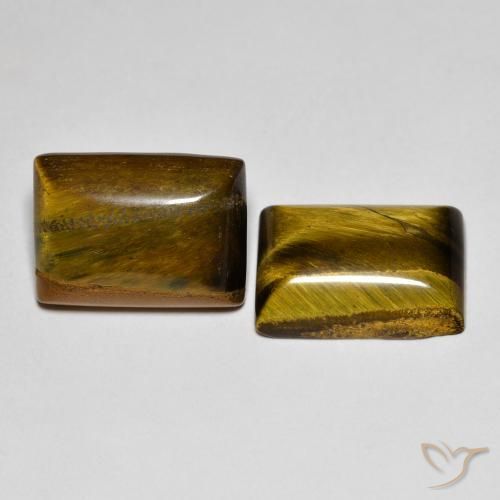 Gemme di Occhio di tigre Marrone dorato naturale da 14.35 ct, Taglio a baguette, Opaco