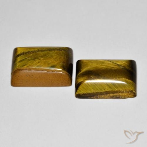 Gemme di Occhio di tigre Marrone dorato naturale da 14.35 ct, Taglio a baguette, Opaco