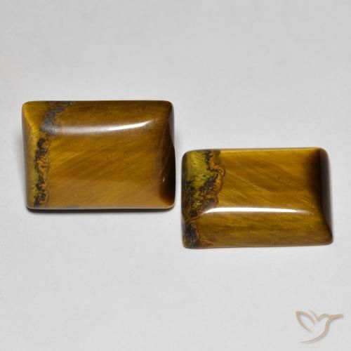 Gemme di Occhio di tigre Marrone medio naturale da 19.40 ct, Taglio a baguette, Opaco