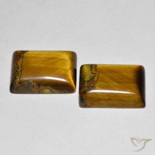 Gemme di Occhio di tigre Marrone medio naturale da 19.40 ct, Taglio a baguette, Opaco