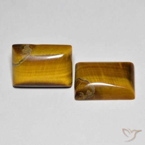 Gemme di Occhio di tigre Marrone giallastro naturale da 13.17 ct, Taglio a baguette, Opaco